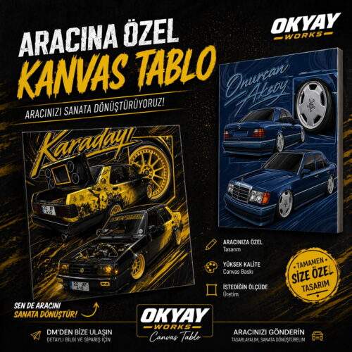 Araca Özel Çizim Canvas Tablo