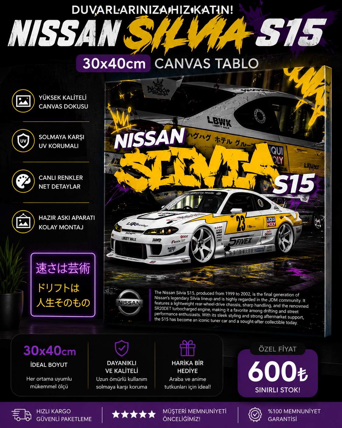 Jdm Silvia Canvas Tablo