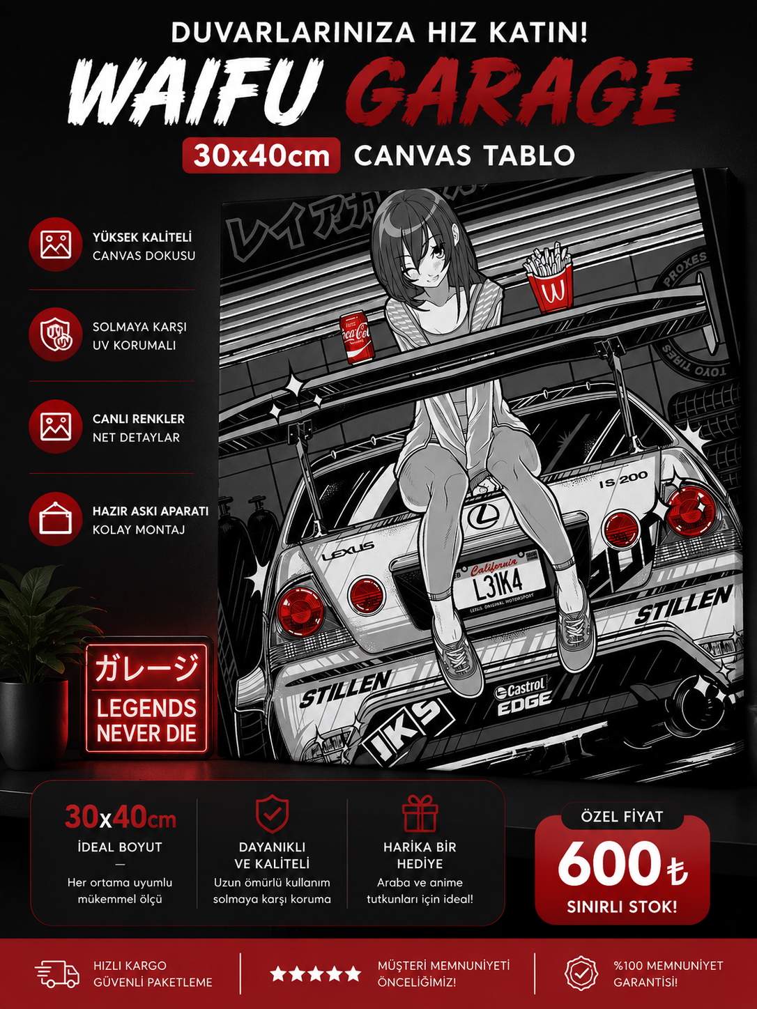 Waifu Garage Canvas Tablo
